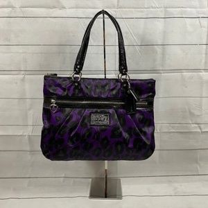Coach Daisy Poppy Ocelot Glam Tote Shoulder Bag